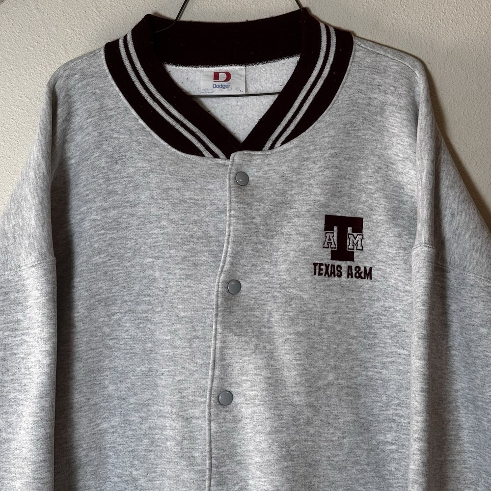 Texas A&M Aggies Varsity Jacket Gray Snap Front Dodger XL Vintage Y2K